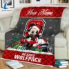 Custom Name NCAA NC State Wolfpack Mickey Christmas Fleece Blanket 3 Custom Name NCAA NC State Wolfpack Mickey Christmas Fleece Blanket