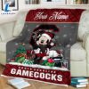 Custom Name NCAA South Carolina Gamecocks Mickey Christmas Fleece Blanket