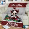 Custom Name NCAA Texas A_M Aggies Mickey Christmas Fleece Blanket 2 Custom Name NCAA Texas A_M Aggies Mickey Christmas Fleece Blanket