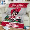 Custom Name NCAA Wisconsin Badgers Minnie Christmas Fleece Blanket 2 Custom Name NCAA Wisconsin Badgers Minnie Christmas Fleece Blanket