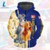 Cartoon Character Love Lady And The Tramp Pattern Hoodie All Over Printed 3D Unisex Men Women