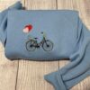 Embroidered Bicycle Sweatshirt Valentine Sweatshirt Gift Christmas