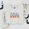 Embroidered Halloween Crewneck with Pumpkin, Bats, Cats Ghost Sweatshirt