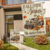 Fall Truck Pumpkins Flag Fall For Jesus He Never Leaves Halloween Thanksgiving Flag, Halloween Garden Flags