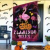 Flamingoween Trick Treat Halloween Flag, Halloween Garden Flags