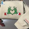 Grinch Heart Embroidered Crewneck Merry Christmas Shirt