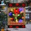 Solar LED Christmas Welcome Wreath Garden FlagXmas, Garden Flags, Outdoor Xmas Flags