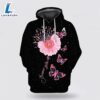 Breast Cancer Never Give Up Flowers And Butterflies Black Pink Hoodie