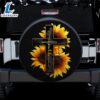 Cross Sunflower Faith Car Spare Tire Covers Gift For Campers