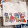 Cute Stitch and Angel Coffee Tea Sweater, Disney Couples Xmas Latte Drink Cup Lights Tee, Lilo Stitch Epcot Shirt 3 Cute Stitch and Angel Coffee Tea Sweater, Disney Couples Xmas Latte Drink Cup Lights Tee, Lilo Stitch Epcot Shirt
