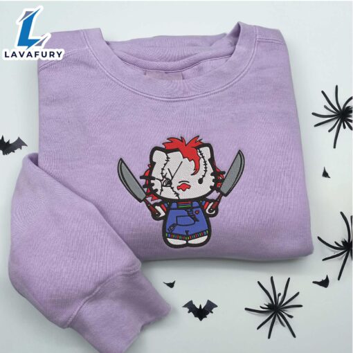 Hello Kitty Cartoon Cosplay Halloween Embroidered Sweatshirt Fashion Style