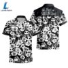 Jack Skellington Flower Tropical Black White Polo Shirt 2 Jack Skellington Flower Tropical Black White Polo Shirt