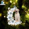 Labrador Retriever Flowers Moon Ornament, Gift For Christmas