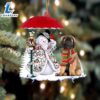 Leonberger With Snowman Christmas Ornament, Gift For Christmas Dog Loves 3 Leonberger With Snowman Christmas Ornament, Gift For Christmas