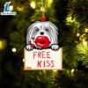 Maltese Free Kiss Christmas Ornament, Gift For Christmas