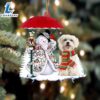 Maltese With Snowman Christmas Ornament, Gift For Christmas Dog Loves 2 Maltese With Snowman Christmas Ornament, Gift For Christmas