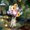 Norwegian Elkhound With Balloons Christmas Ornament, Gift For Christmas