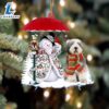 Old English Sheepdog With Snowman Christmas Ornament, Gift For Christmas Dog Loves 2 Old English Sheepdog With Snowman Christmas Ornament, Gift For Christmas
