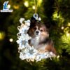 Papillon Flowers Moon Ornament, Gift For Christmas Dog Loves 2 Papillon Flowers Moon Ornament, Gift For Christmas