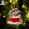 Pit Bull Dogs In A Gift Bag Christmas Ornament, Gift For Christmas