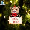 Pit-Bull Free Kiss Christmas Ornament, Gift For Christmas Dog Loves 2 Pit-Bull Free Kiss Christmas Ornament, Gift For Christmas