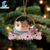 Pomeranian Dogs In The Basket Ornament, Gift For Christmas