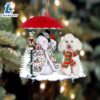 Poodle With Snowman Christmas Ornament, Gift For Christmas