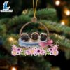 Pug Dogs In The Basket Ornament, Gift For Christmas