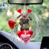 Pug With Rose & Heart Balloon Ornament, Gift For Christmas Dog Loves 3 Pug With Rose & Heart Balloon Ornament, Gift For Christmas