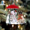 Pug With Snowman Christmas Ornament, Gift For Christmas Dog Loves 2 Pug With Snowman Christmas Ornament, Gift For Christmas