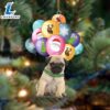 Pug(2) With Balloons Christmas Ornament, Gift For Christmas