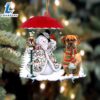 Puggle 2 With Snowman Christmas Ornament, Gift For Christmas