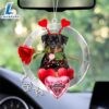 Rottweiler With Rose & Heart Balloon Ornament, Gift For Christmas Dog Loves 3 Rottweiler With Rose & Heart Balloon Ornament, Gift For Christmas
