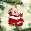 Samoyed In Gift Bag Christmas Ornament, Gift For Christmas Dog Loves 2 Samoyed In Gift Bag Christmas Ornament, Gift For Christmas
