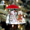 Samoyed With Snowman Christmas Ornament, Gift For Christmas Dog Loves 2 Samoyed With Snowman Christmas Ornament, Gift For Christmas