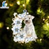 Schnauzer Flowers Moon Ornament, Gift For Christmas Dog Loves 3 Schnauzer Flowers Moon Ornament, Gift For Christmas