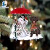 Schnoodle With Snowman Christmas Ornament, Gift For Christmas Dog Loves 2 Schnoodle With Snowman Christmas Ornament, Gift For Christmas