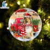 Scotch Collie With Red Truck Christmas Ornament, Gift For Christmas