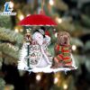 Shar Pei With Snowman Christmas Ornament, Gift For Christmas Dog Loves 3 Shar Pei With Snowman Christmas Ornament, Gift For Christmas