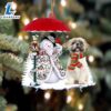 Shih Tzu With Snowman Christmas Ornament, Gift For Christmas