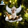 White Golden Retriever On The Hands Of Jesus Ornament, Gift For Christmas