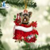 Yorkshire Terrier In Gift Bag Christmas Ornament, Gift For Christmas Dog Loves 2 Yorkshire Terrier In Gift Bag Christmas Ornament, Gift For Christmas