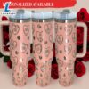 40 oz Valentines Candy Hearts Tumbler with Handle - Laser engraved tumbler with lid and straw - 40oz Tumbler with Handle