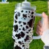 40oz Glitter Cowhide Tumbler With Handle 8 40oz Glitter Cowhide Tumbler With Handle