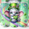 Cute St Patrick's Lucky Charm Elephant 20 Oz Skinny Tumbler, Elephant Tumbler, St Patrick's Tumbler