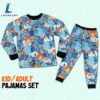 Disney Pixar Seamless Elemental Ember and Wade Summer Beach Tropical Blue Pajamas Set - Movie Cartoon Holiday Pajamas