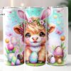 Easter Highland Cow 20 Oz Skinny Tumbler , Highland Cow Tumbler, Easter Tumbler