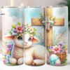 Easter Lamb With Cross 20 Oz Skinny Tumbler , Religious Tumbler, Spring Tumbler, Easter Tumbler