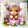 Highland Cow Easter 20 oz Skinny Tumbler, Easter Tumbler
