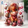 Highland Cow Valentine Chocolate 20 Oz Skinny Tumbler, Highland Cow Tumbler, Valentine Tumbler
